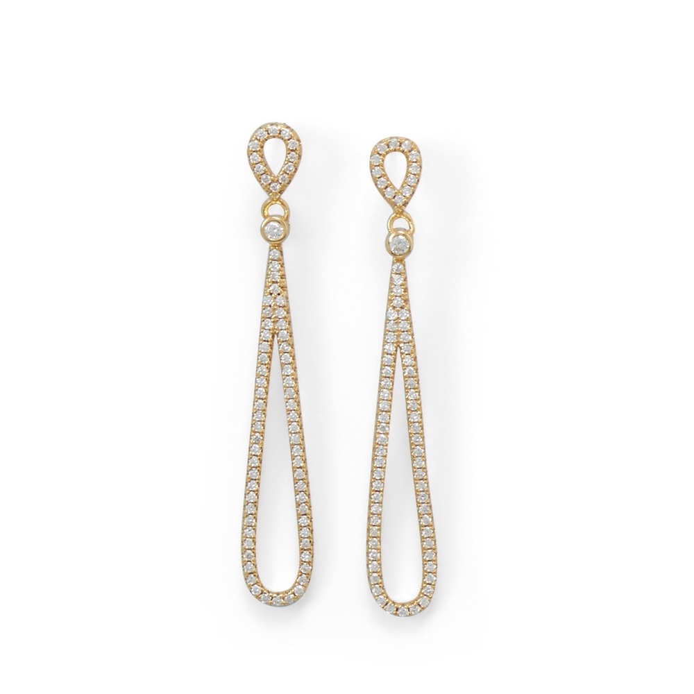 New! Cubic Zirconia Linear Drop Earrings